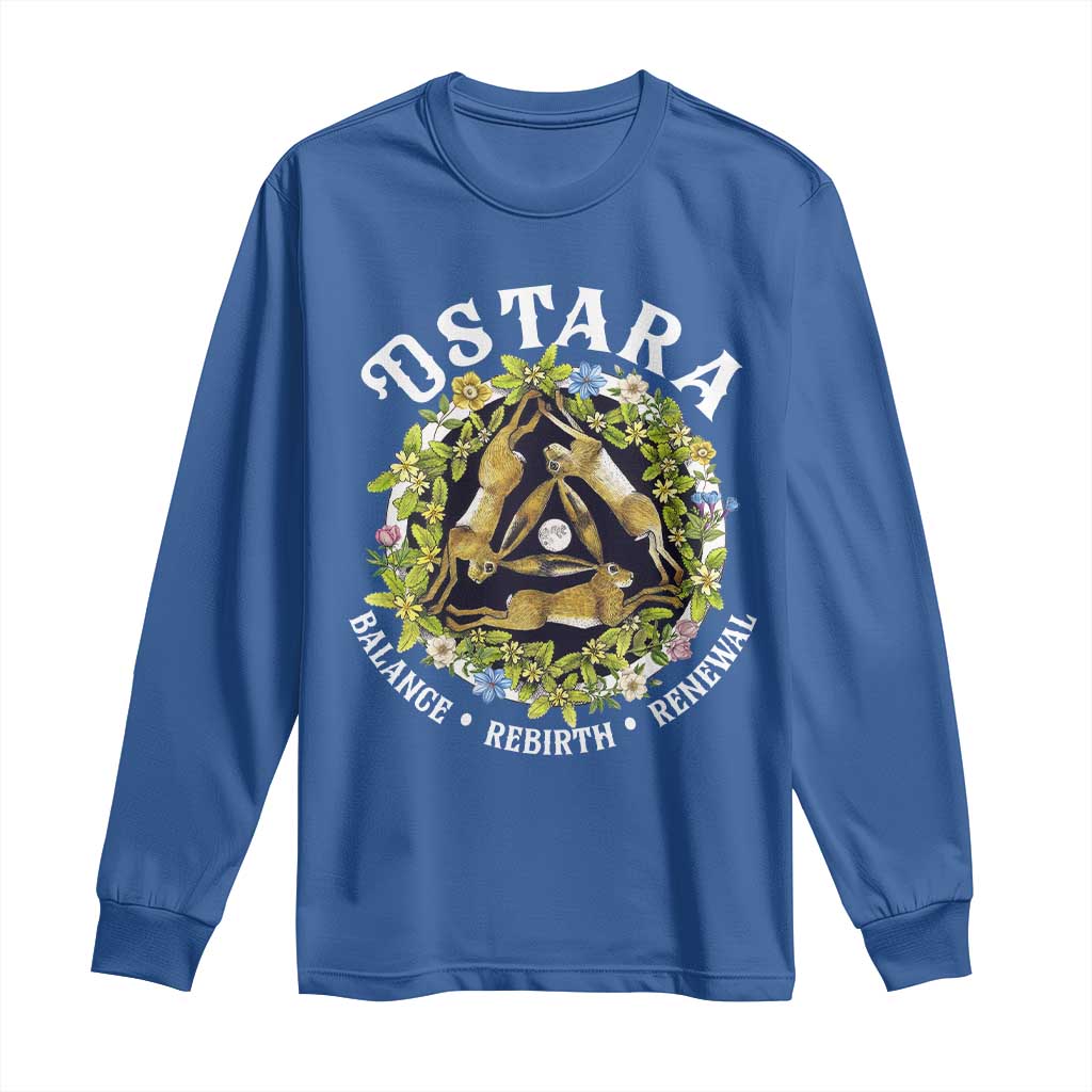 Ostara Balance Rebirth Renewal Long Sleeve Shirt Ostara Pagan Eostre Easter Day Three Hares