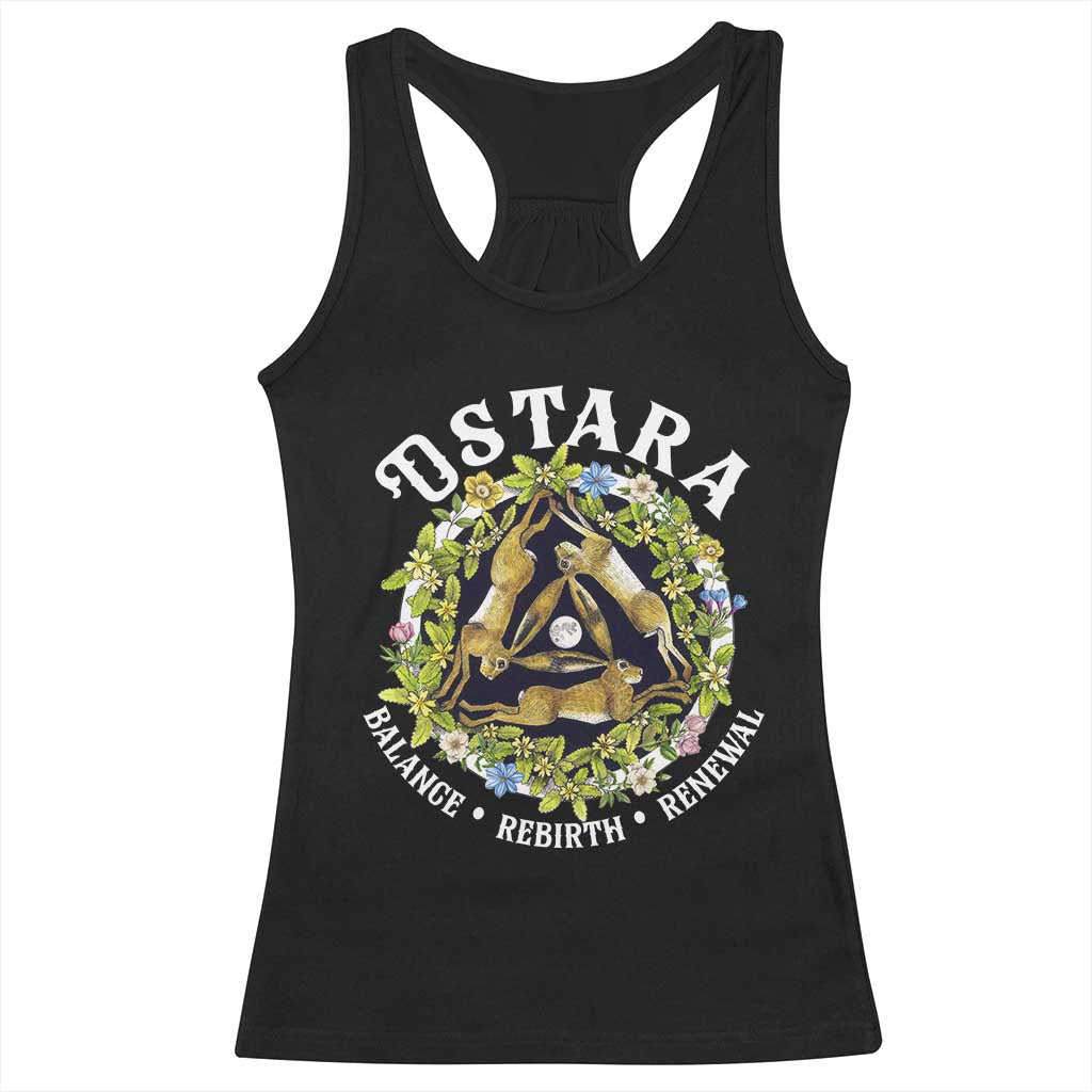 Ostara Balance Rebirth Renewal Racerback Tank Top Ostara Pagan Eostre Easter Day Three Hares
