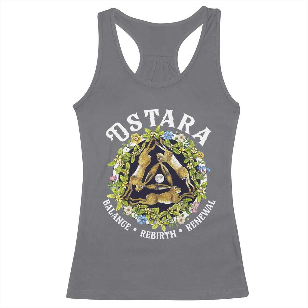 Ostara Balance Rebirth Renewal Racerback Tank Top Ostara Pagan Eostre Easter Day Three Hares