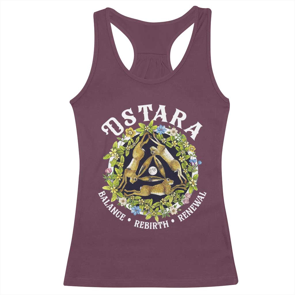 Ostara Balance Rebirth Renewal Racerback Tank Top Ostara Pagan Eostre Easter Day Three Hares