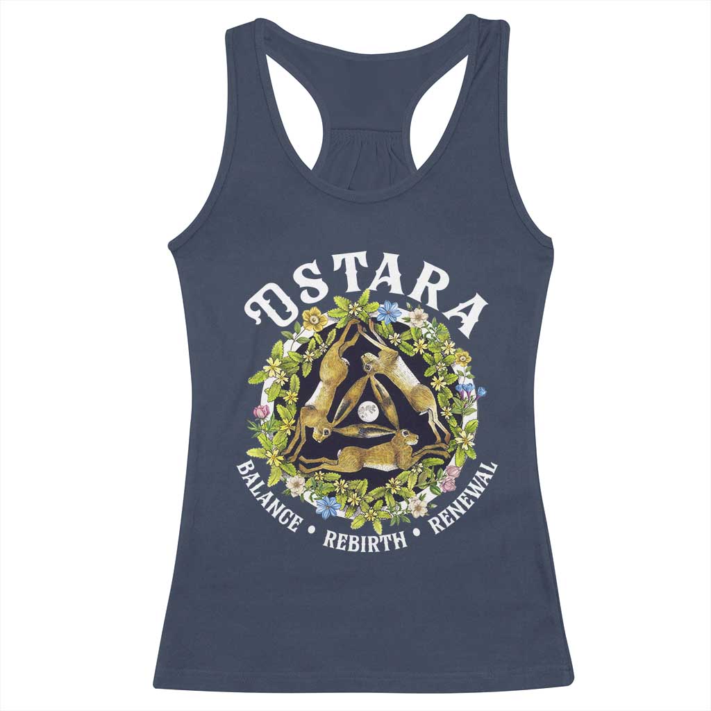 Ostara Balance Rebirth Renewal Racerback Tank Top Ostara Pagan Eostre Easter Day Three Hares