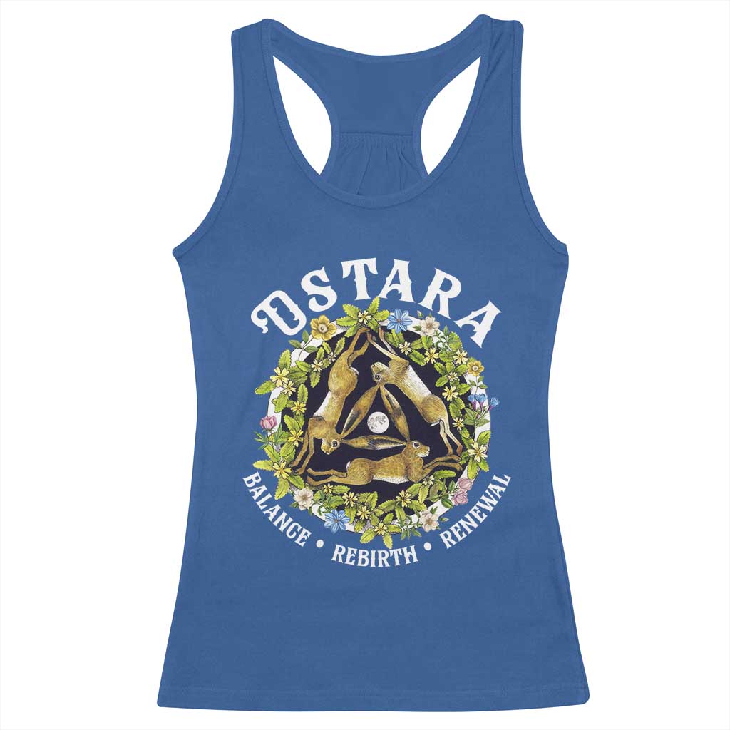Ostara Balance Rebirth Renewal Racerback Tank Top Ostara Pagan Eostre Easter Day Three Hares