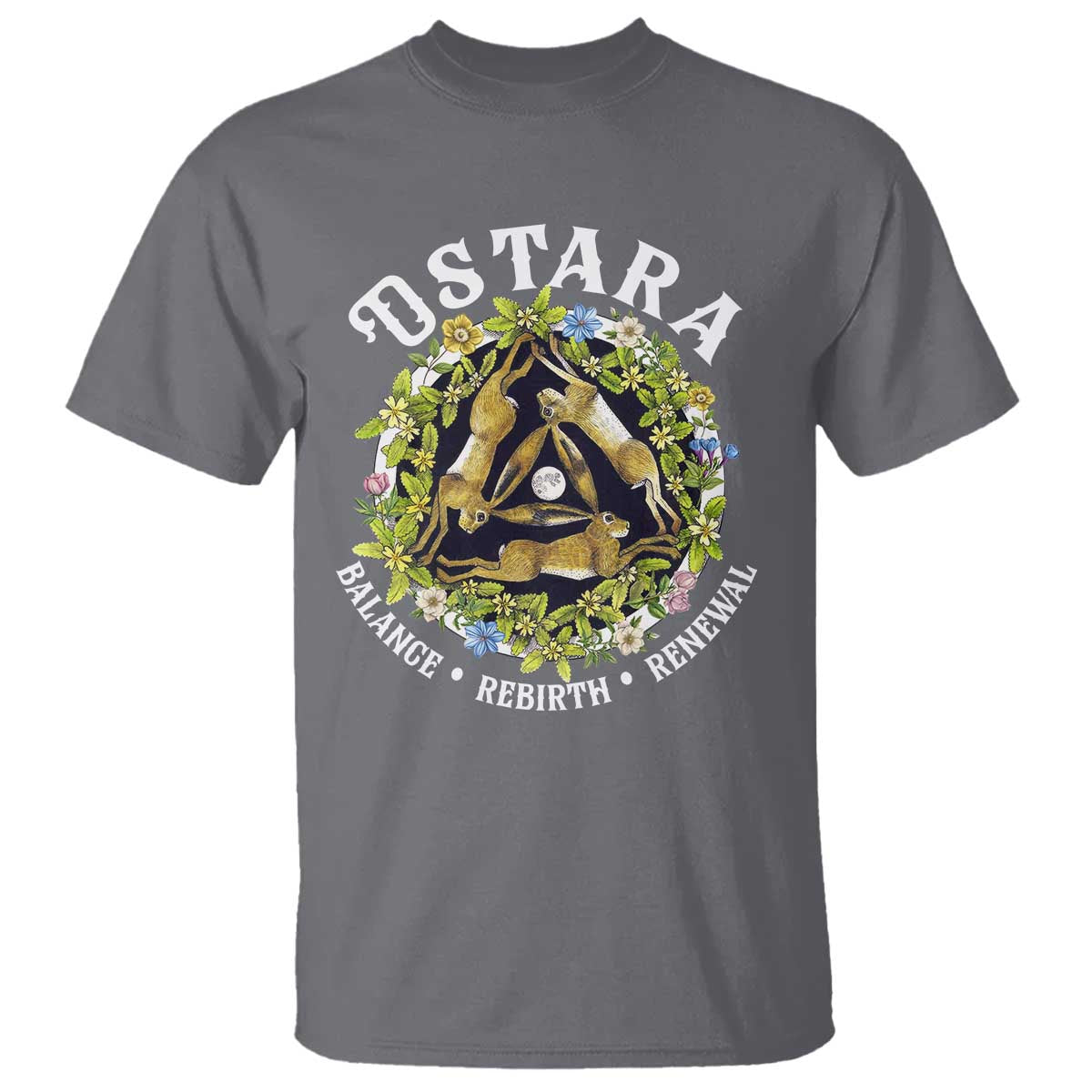 Ostara Balance Rebirth Renewal T Shirt Ostara Pagan Eostre Easter Day Three Hares