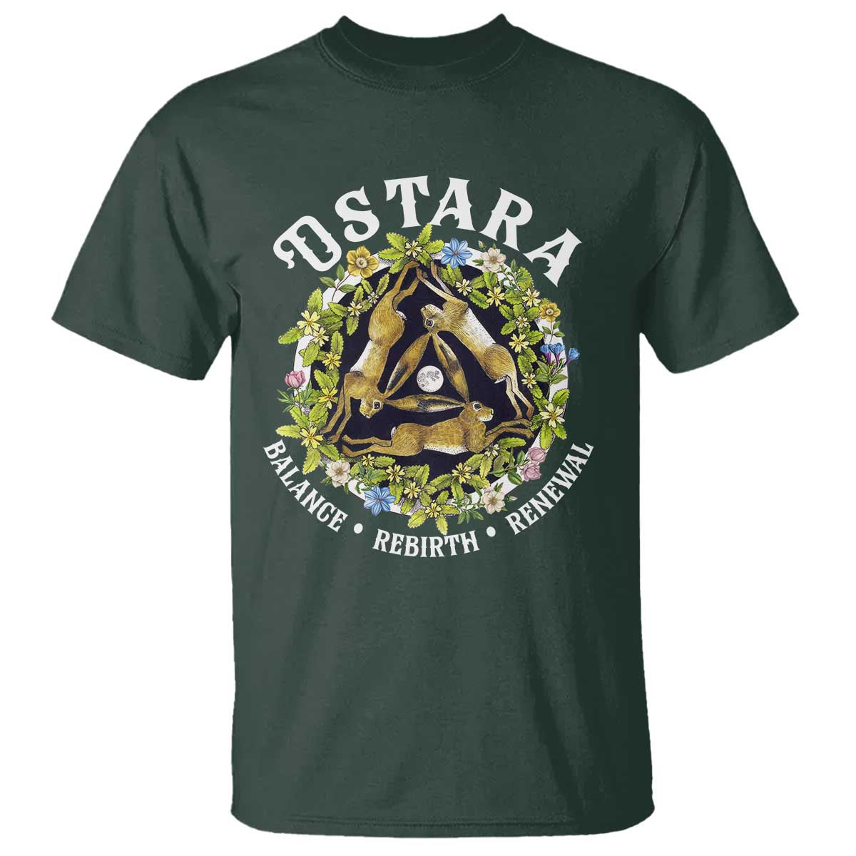 Ostara Balance Rebirth Renewal T Shirt Ostara Pagan Eostre Easter Day Three Hares