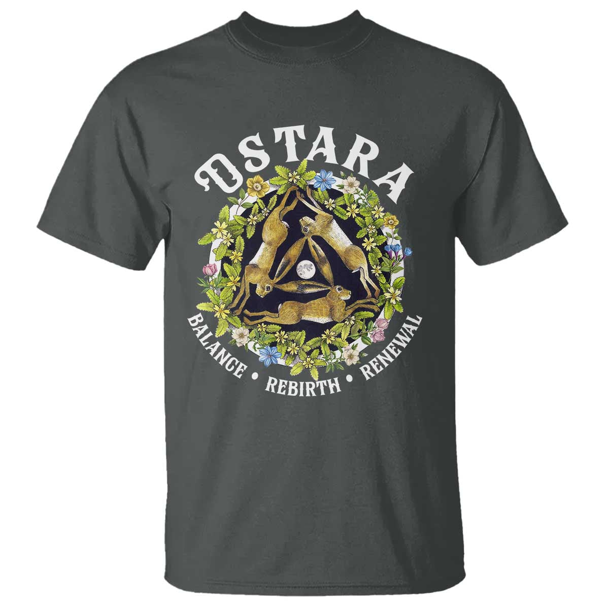 Ostara Balance Rebirth Renewal T Shirt Ostara Pagan Eostre Easter Day Three Hares