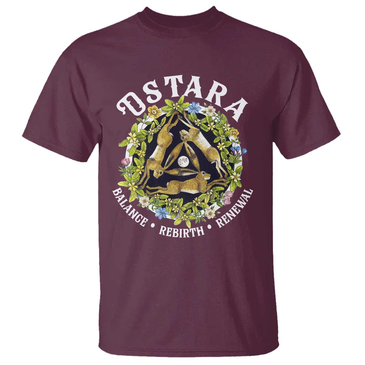 Ostara Balance Rebirth Renewal T Shirt Ostara Pagan Eostre Easter Day Three Hares