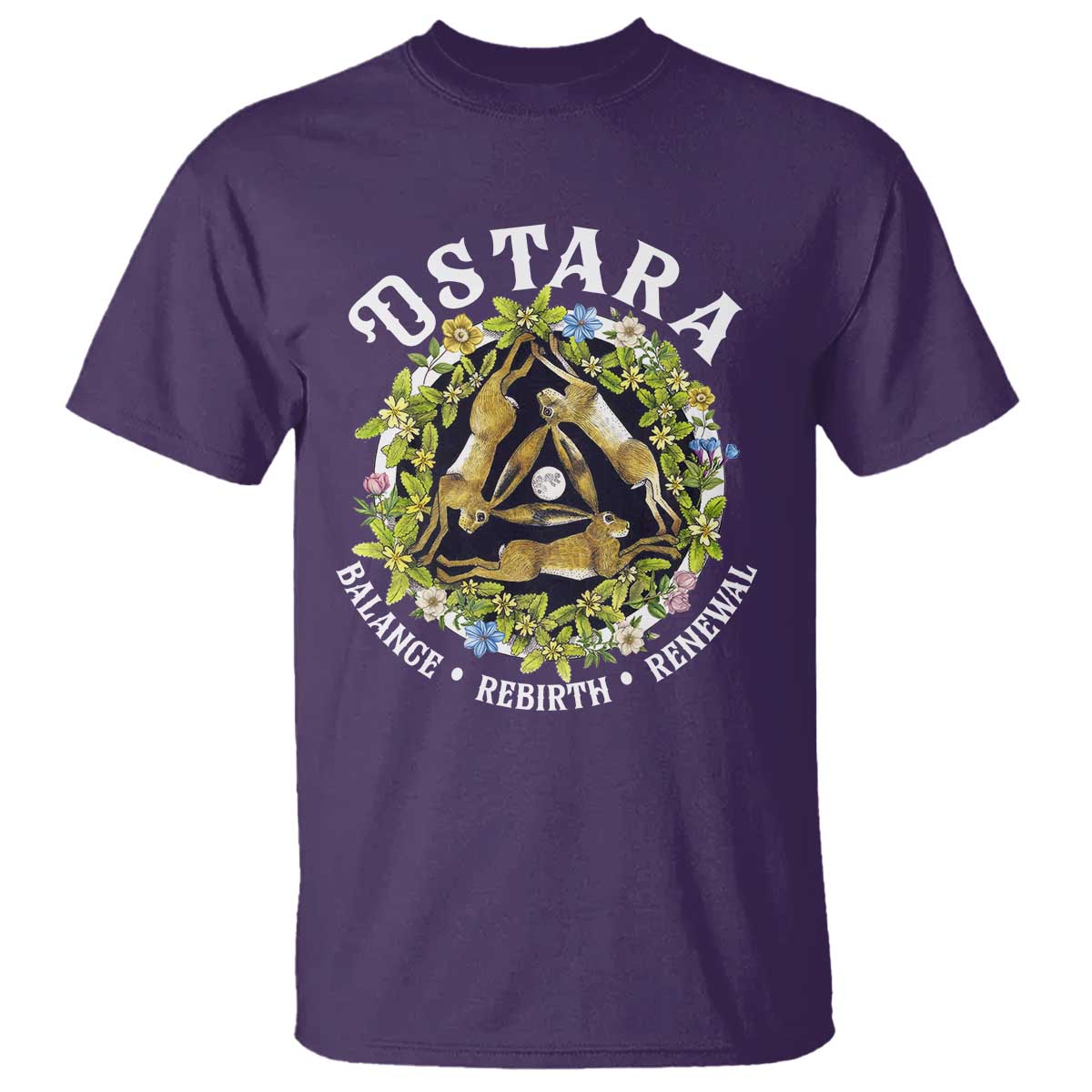 Ostara Balance Rebirth Renewal T Shirt Ostara Pagan Eostre Easter Day Three Hares