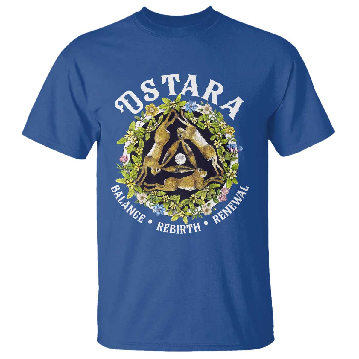 Ostara Balance Rebirth Renewal T Shirt Ostara Pagan Eostre Easter Day Three Hares