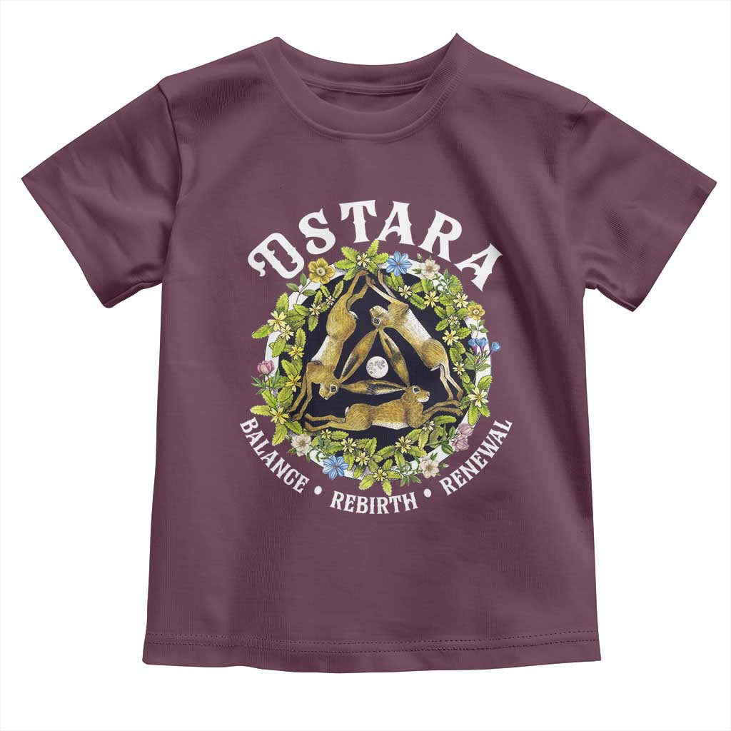 Ostara Balance Rebirth Renewal Toddler T Shirt Ostara Pagan Eostre Easter Day Three Hares