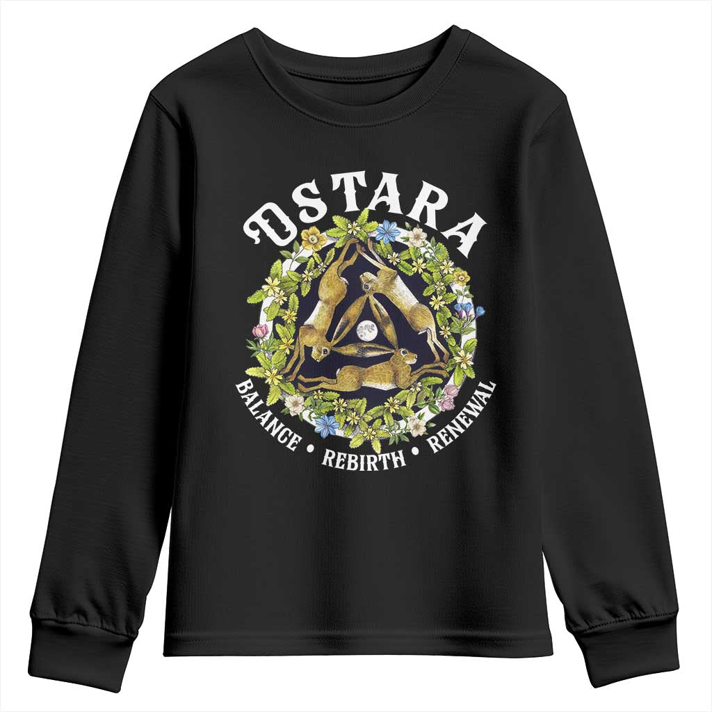 Ostara Balance Rebirth Renewal Youth Sweatshirt Ostara Pagan Eostre Easter Day Three Hares