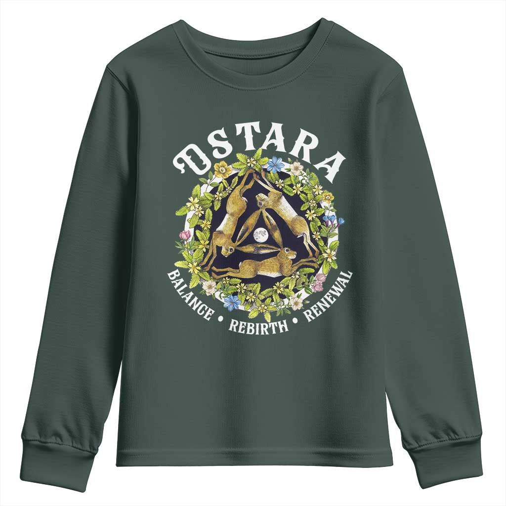 Ostara Balance Rebirth Renewal Youth Sweatshirt Ostara Pagan Eostre Easter Day Three Hares