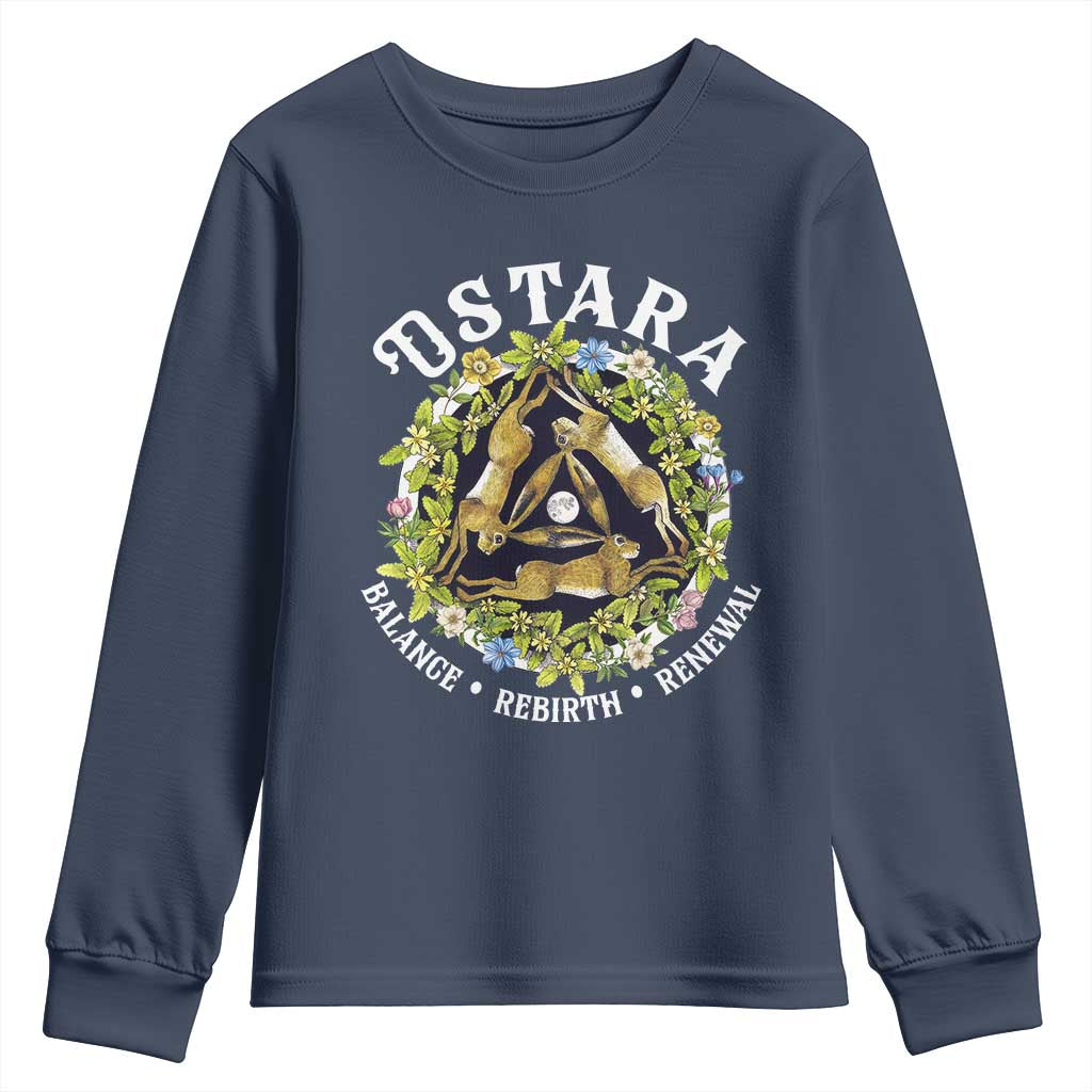 Ostara Balance Rebirth Renewal Youth Sweatshirt Ostara Pagan Eostre Easter Day Three Hares