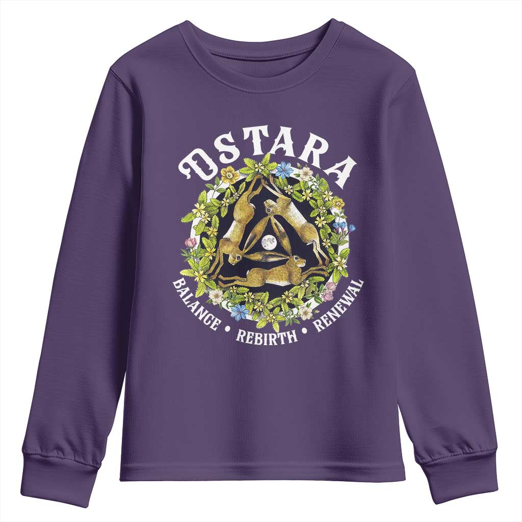 Ostara Balance Rebirth Renewal Youth Sweatshirt Ostara Pagan Eostre Easter Day Three Hares