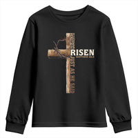 He Is Not Here For He Is Risen Just As He Said Youth Sweatshirt Christian Easter Day Religious Bible Verse Cross
