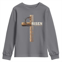 He Is Not Here For He Is Risen Just As He Said Youth Sweatshirt Christian Easter Day Religious Bible Verse Cross