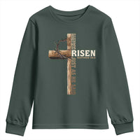 He Is Not Here For He Is Risen Just As He Said Youth Sweatshirt Christian Easter Day Religious Bible Verse Cross
