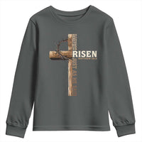 He Is Not Here For He Is Risen Just As He Said Youth Sweatshirt Christian Easter Day Religious Bible Verse Cross