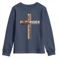 He Is Not Here For He Is Risen Just As He Said Youth Sweatshirt Christian Easter Day Religious Bible Verse Cross