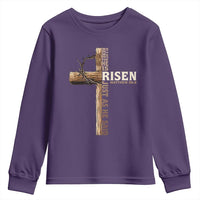 He Is Not Here For He Is Risen Just As He Said Youth Sweatshirt Christian Easter Day Religious Bible Verse Cross