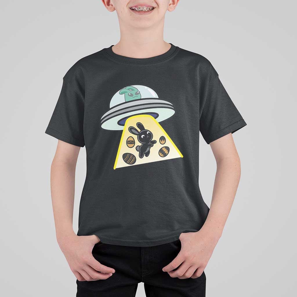 Funny Easter Day UFO Alien Bunny T Shirt For Kid