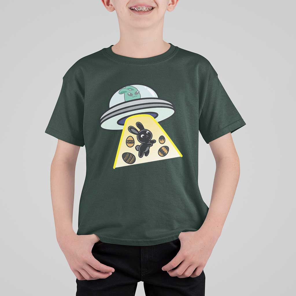 Funny Easter Day UFO Alien Bunny T Shirt For Kid