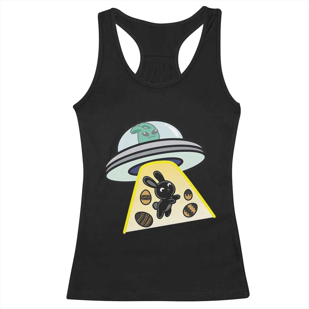 Funny Easter Day UFO Alien Bunny Racerback Tank Top