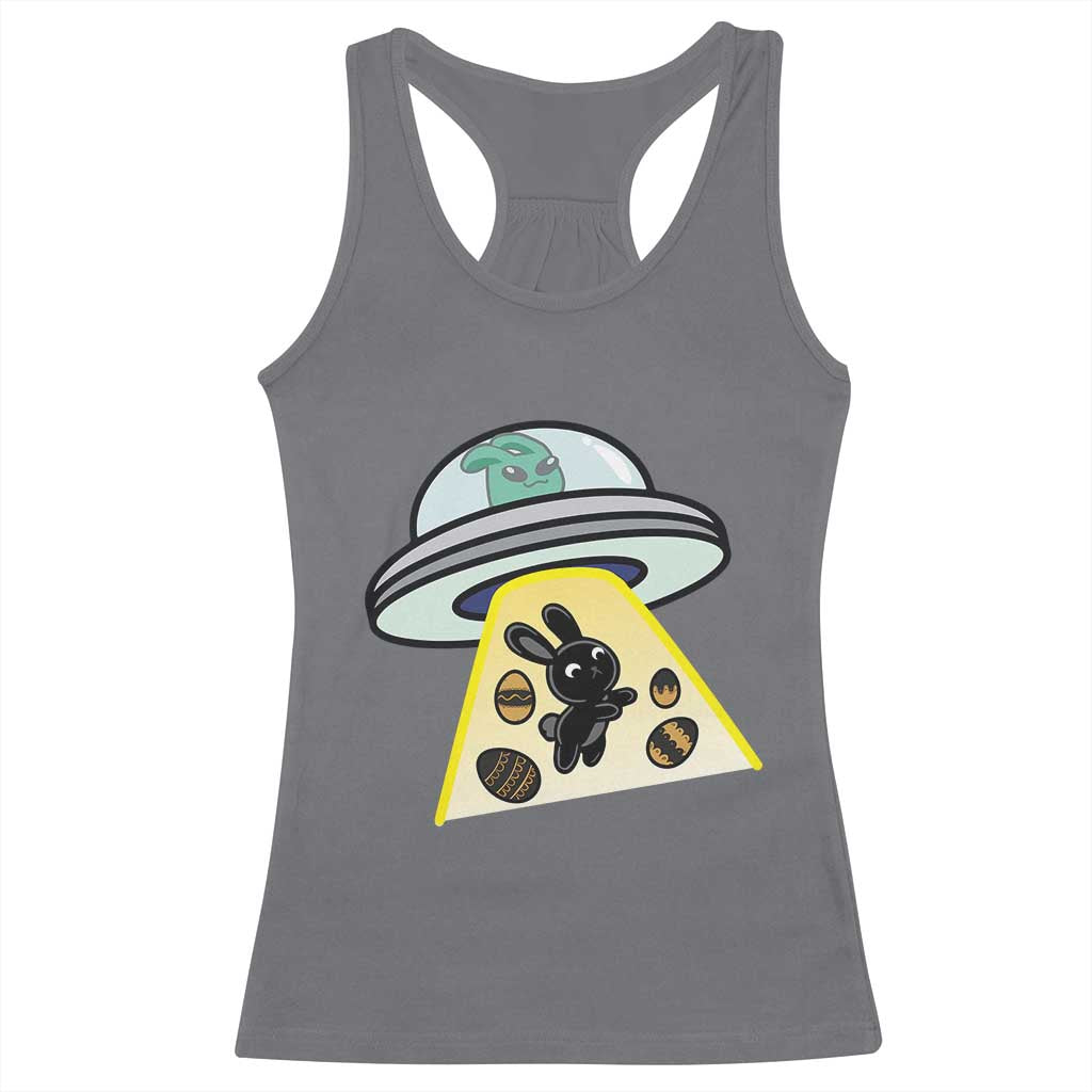 Funny Easter Day UFO Alien Bunny Racerback Tank Top