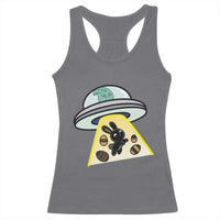 Funny Easter Day UFO Alien Bunny Racerback Tank Top