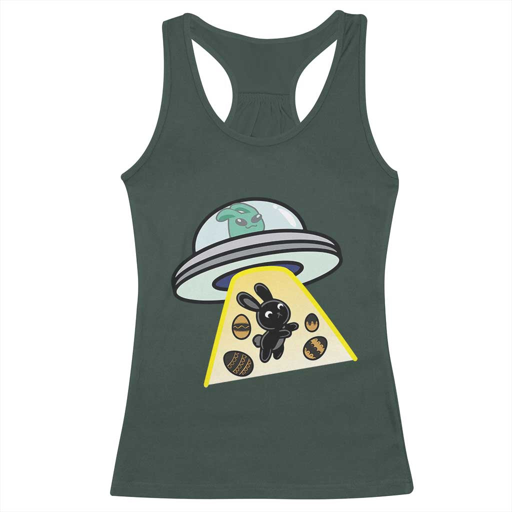 Funny Easter Day UFO Alien Bunny Racerback Tank Top