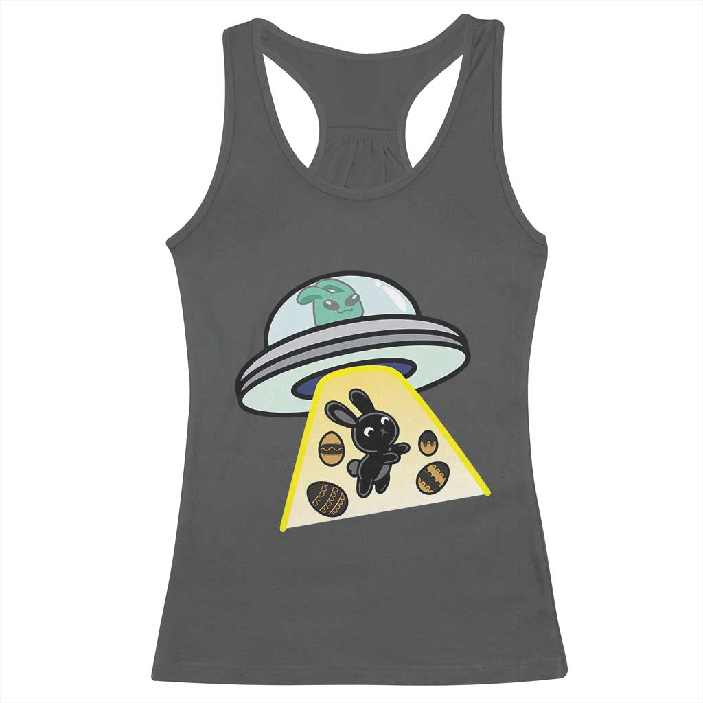 Funny Easter Day UFO Alien Bunny Racerback Tank Top