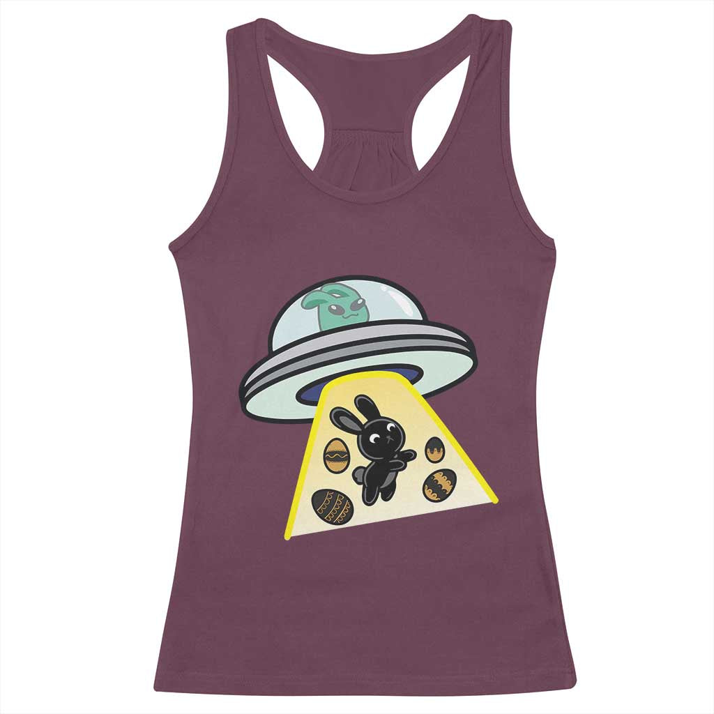 Funny Easter Day UFO Alien Bunny Racerback Tank Top