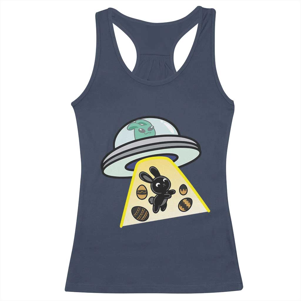 Funny Easter Day UFO Alien Bunny Racerback Tank Top