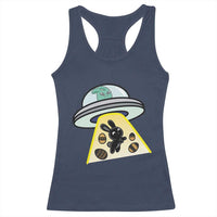Funny Easter Day UFO Alien Bunny Racerback Tank Top