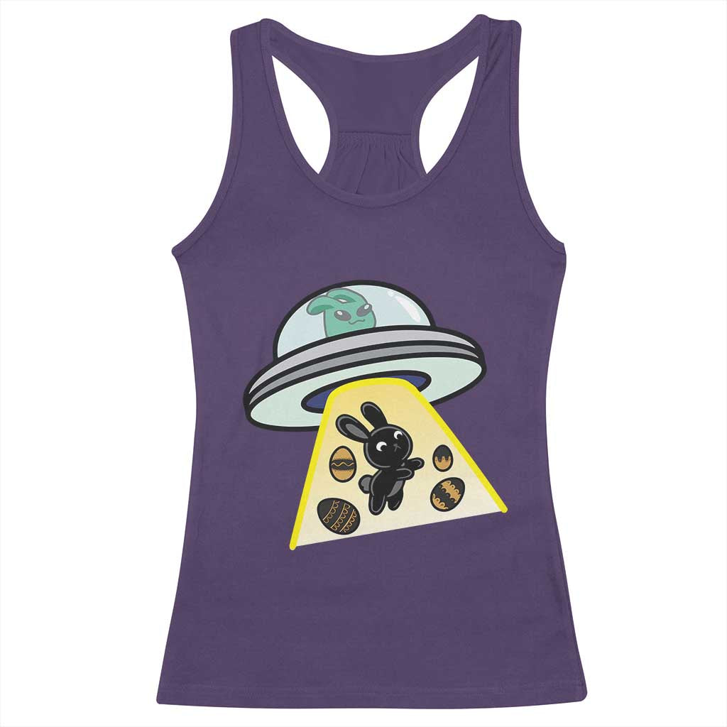 Funny Easter Day UFO Alien Bunny Racerback Tank Top