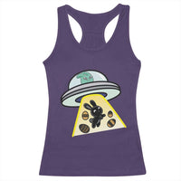 Funny Easter Day UFO Alien Bunny Racerback Tank Top