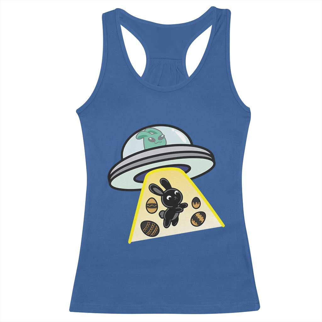 Funny Easter Day UFO Alien Bunny Racerback Tank Top