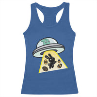 Funny Easter Day UFO Alien Bunny Racerback Tank Top