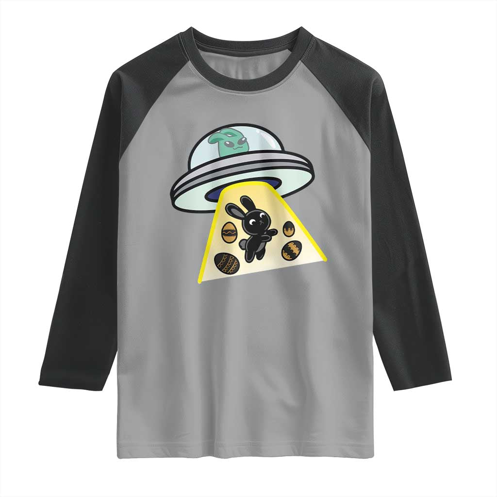 Funny Easter Day UFO Alien Bunny Raglan Shirt