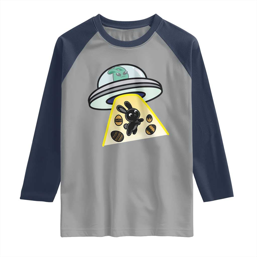 Funny Easter Day UFO Alien Bunny Raglan Shirt