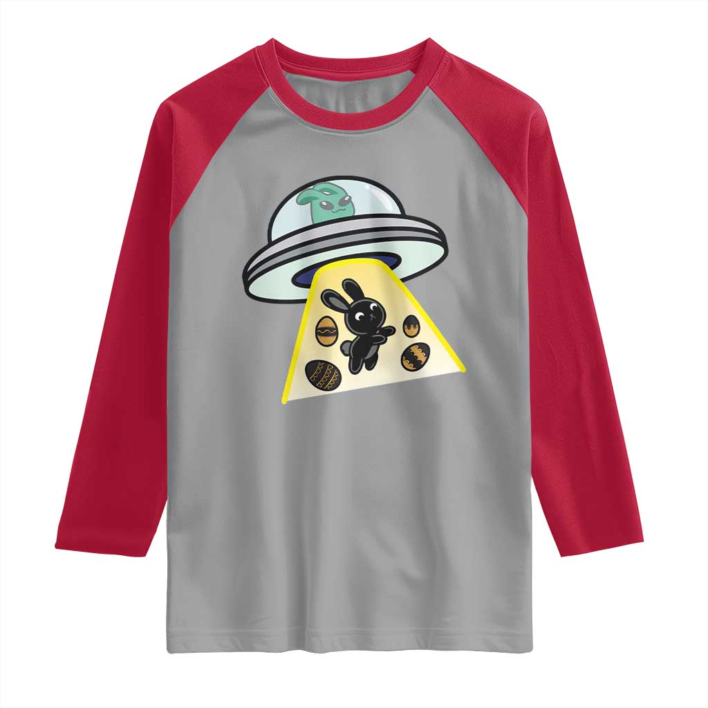 Funny Easter Day UFO Alien Bunny Raglan Shirt