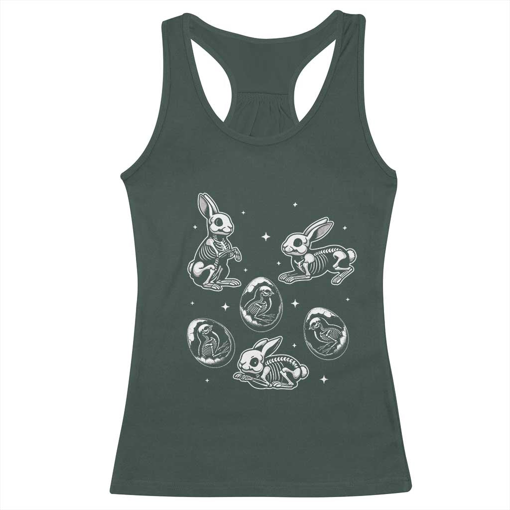 Funny Easter Day Spooky Bunny Chicks Skeleton Racerback Tank Top