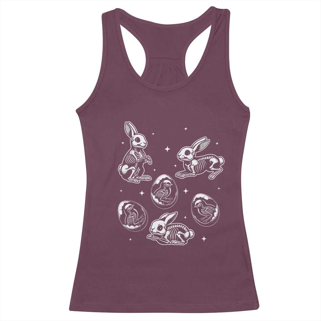 Funny Easter Day Spooky Bunny Chicks Skeleton Racerback Tank Top