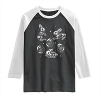 Funny Easter Day Spooky Bunny Chicks Skeleton Raglan Shirt