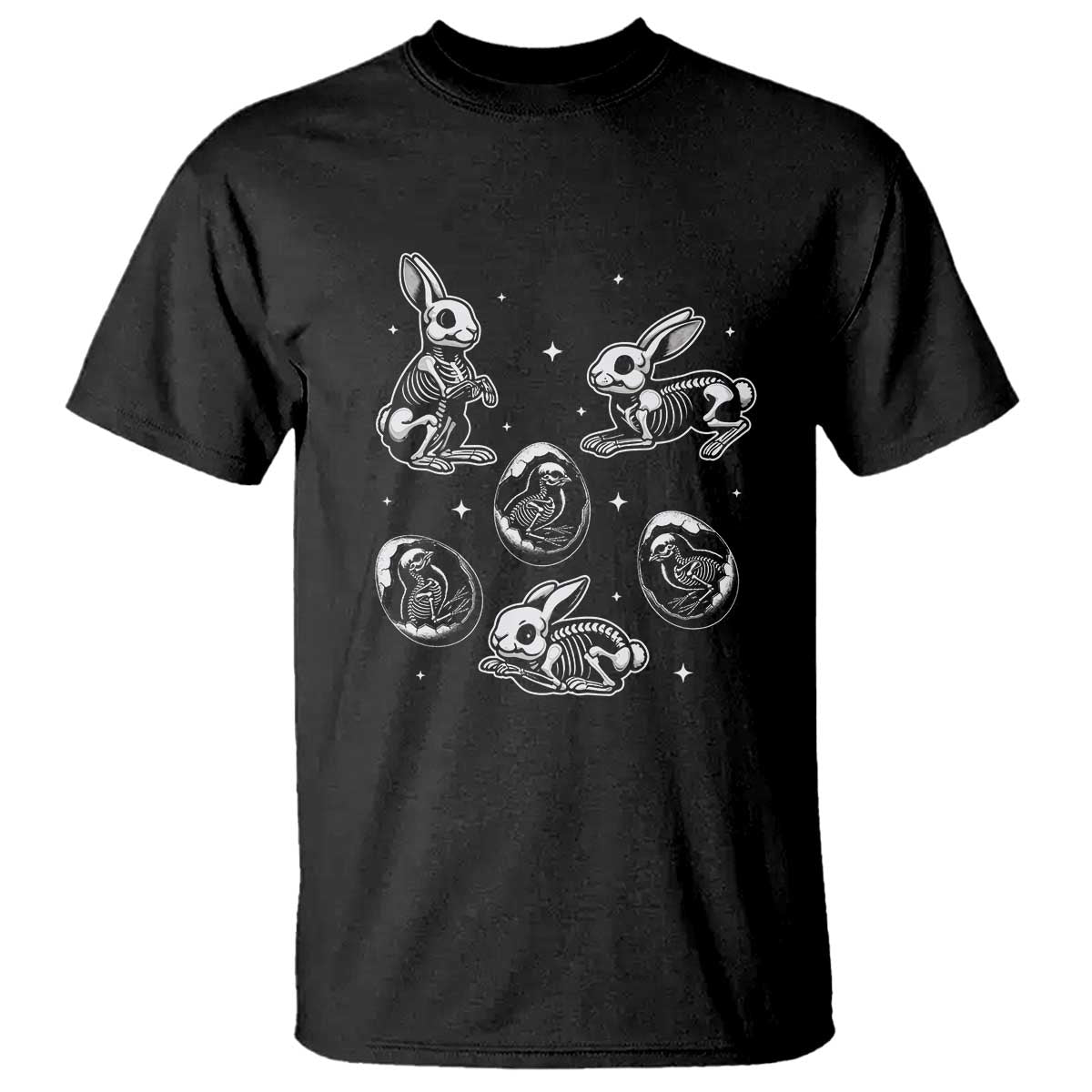 Funny Easter Day Spooky Bunny Chicks Skeleton T Shirt