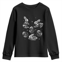 Funny Easter Day Spooky Bunny Chicks Skeleton Youth Sweatshirt