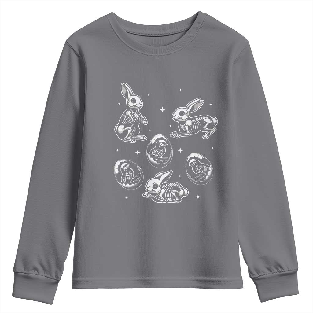 Funny Easter Day Spooky Bunny Chicks Skeleton Youth Sweatshirt