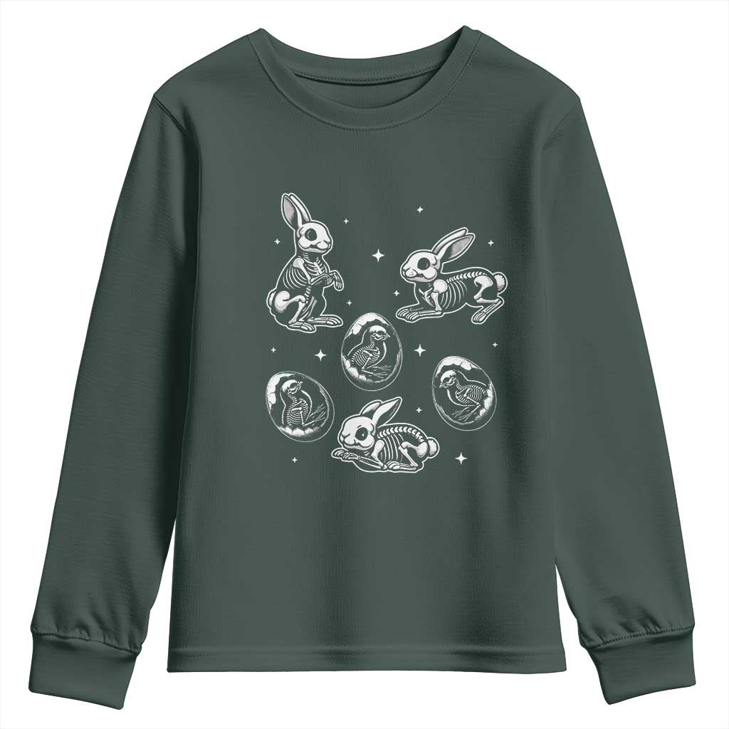 Funny Easter Day Spooky Bunny Chicks Skeleton Youth Sweatshirt