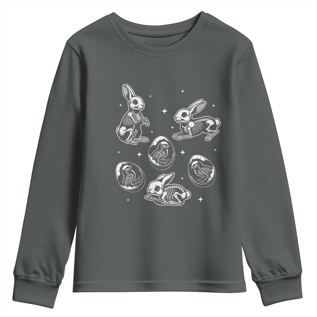 Funny Easter Day Spooky Bunny Chicks Skeleton Youth Sweatshirt