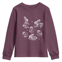 Funny Easter Day Spooky Bunny Chicks Skeleton Youth Sweatshirt