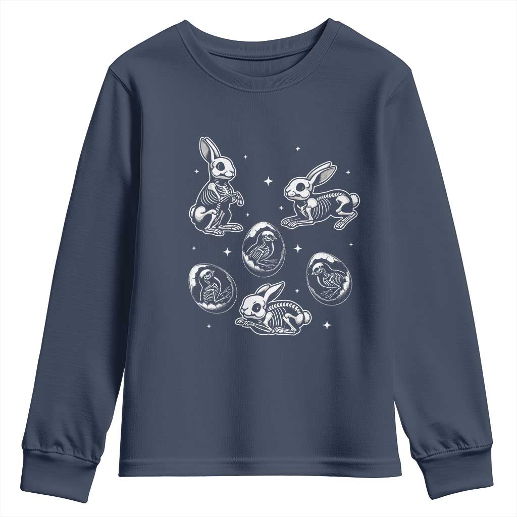 Funny Easter Day Spooky Bunny Chicks Skeleton Youth Sweatshirt